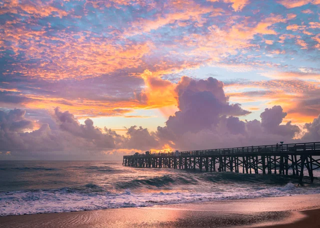 Flagler Beach Pier at sunrise.
